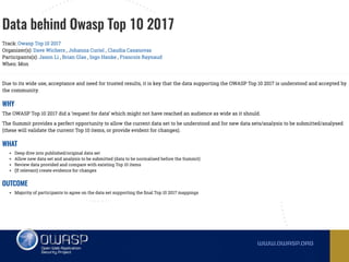 Owasp top 10 2017 RC -  Comments, observations and ideas