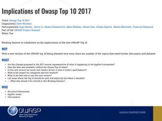 Owasp top 10 2017 RC -  Comments, observations and ideas