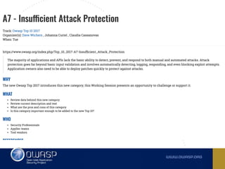 Owasp top 10 2017 RC -  Comments, observations and ideas