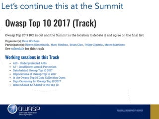 Owasp top 10 2017 RC -  Comments, observations and ideas
