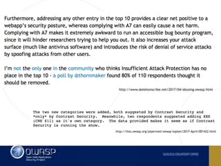 Owasp top 10 2017 RC -  Comments, observations and ideas