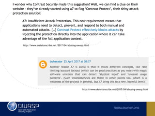 Owasp top 10 2017 RC -  Comments, observations and ideas