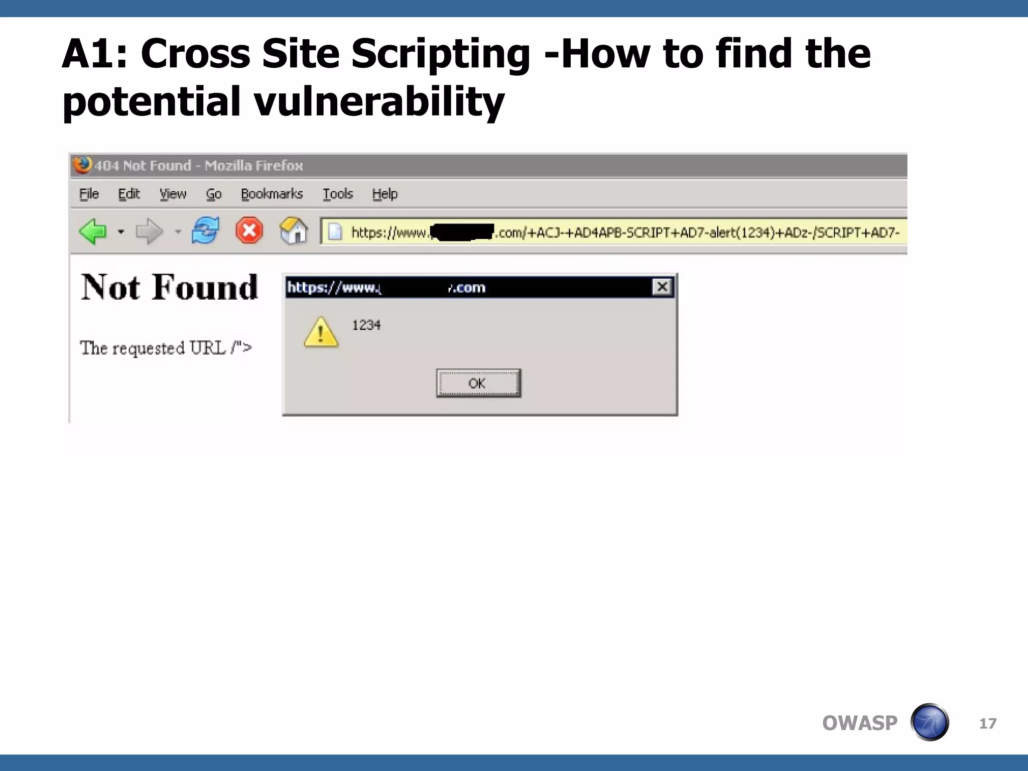 A1: Cross Site Scripting -How to find the potential vulnerability 