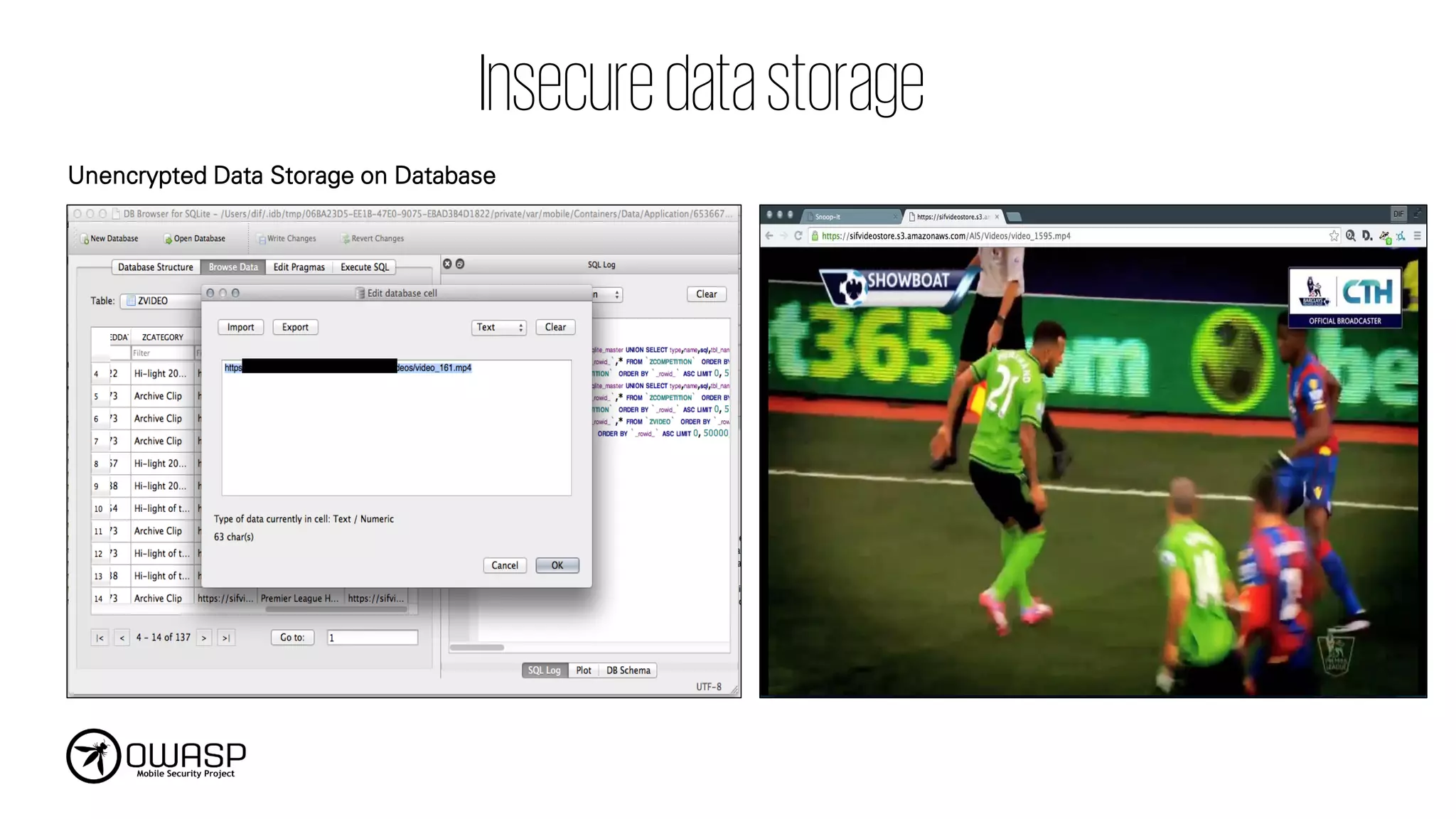 Insecuredatastorage
Unencrypted Data Storage on Database
 