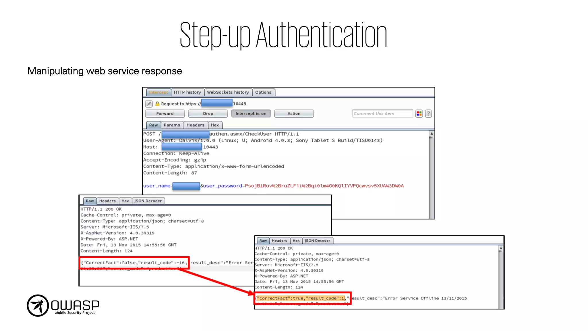Step-upAuthentication
Manipulating web service response
 