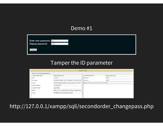 AVOIDING INSECURE DIRECT OBJECT REFERENCES
OWASP #A4  
 