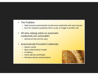 OWASP #A8 – Avoiding CSRF Flaws
 