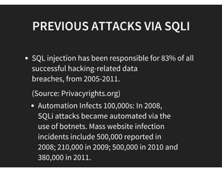 IT'S ME - SQL INJECTION
PEOPLE CALL ME SQLI ALSO
'YES' - I AM A BOTTLENECK FOR DEVELOPERS SINCE MANY YEARS
Smart Geeks opt for me along with user inputs &  perform attack.
               
 