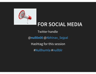 AGENDA
 Why Web Application Security Testing ?
 Myths, you'll hear - but Do you believe ?
 What is OWASP, what do they provide ? 
  OWASP Web Top - 10 Publication
 How web works ?
 Proof of Concept  for Top - 10 attack 
 Self exploratory exercise on Top - 10
 Learn + Hack   
 Q  &  A
 