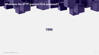 When was the HTTP protocol first proposed?
Checkmarx | All Rights Reserved 16
1990
 