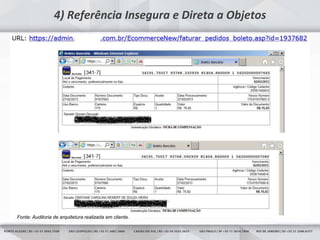 22
4) Referência Insegura e Direta a Objetos
Fonte: Auditoria de arquitetura realizada em cliente.
 