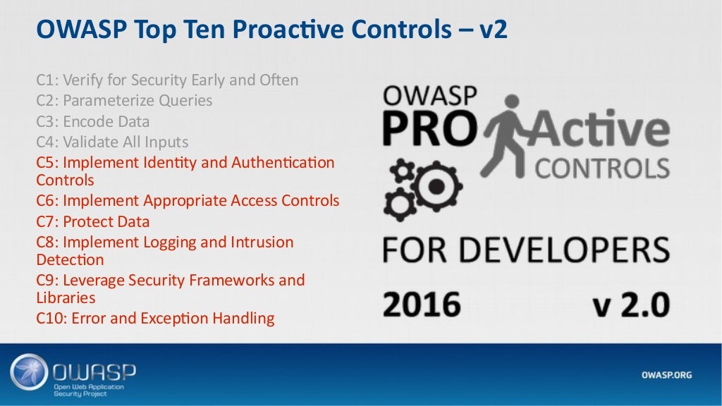 OWASP Top 10 Proactive Control 2016 (C5C10)