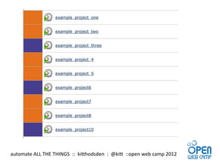 automate ALL THE THINGS :: kitthodsden : @kitt ::open web camp 2012
 