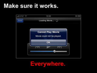Make sure it works.




         Everywhere.
 