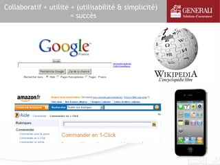 Collaboratif + utilité + (utilisabilité & simplicité)
                       = succès
 