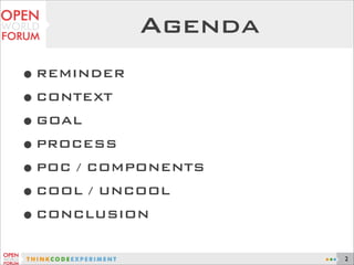Agenda
•REMINDER
•CONTEXT
•GOAL
•PROCESS
•POC / COMPONENTS
•COOL / UNCOOL
•CONCLUSION
2
 