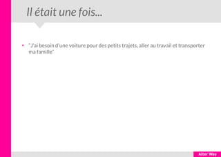 Il était une fois...
●
“J'ai besoin d'une voiture pour des petits trajets, aller au travail et transporter
ma famille”
 