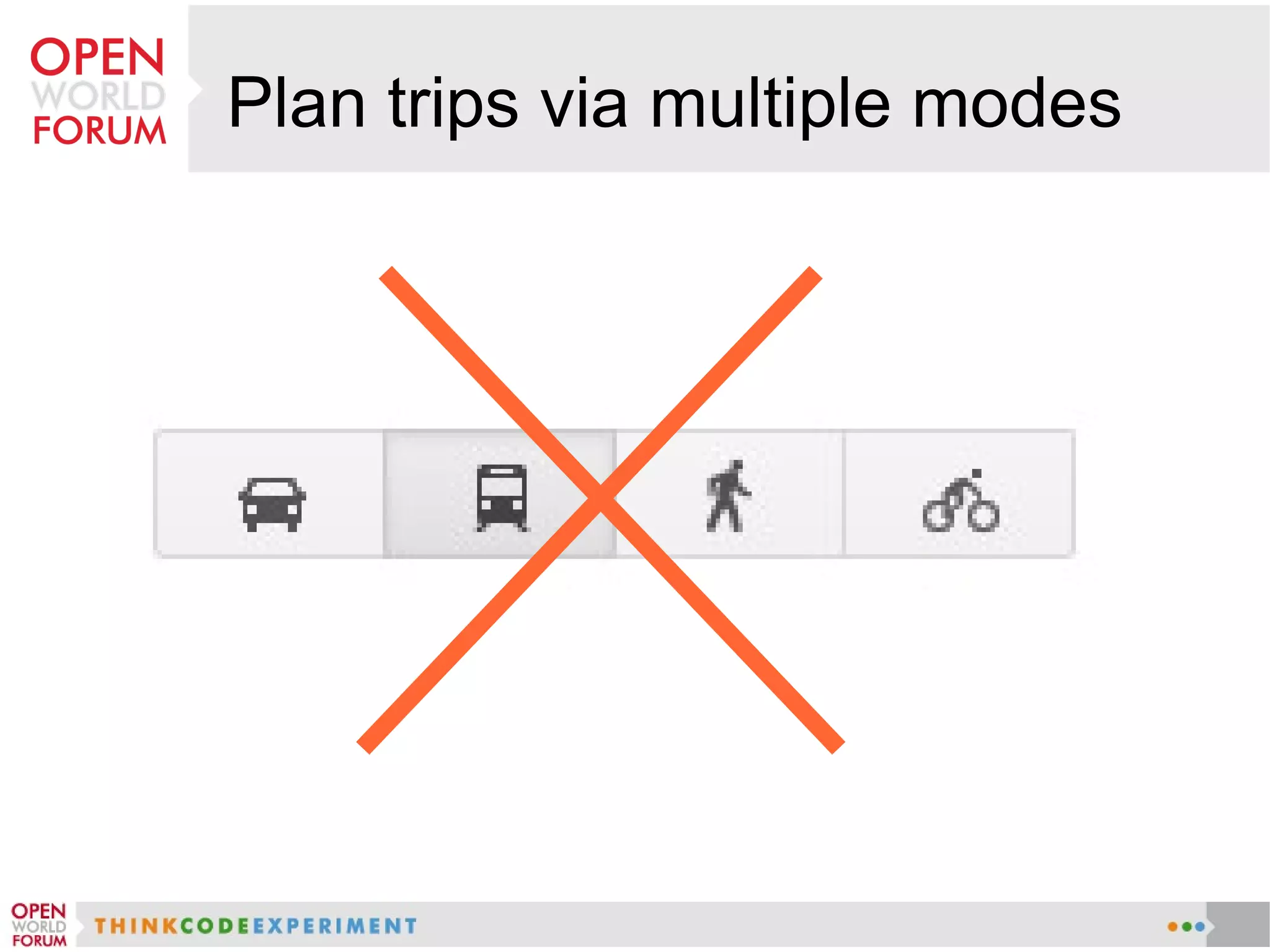 Plan trips via multiple modes
 