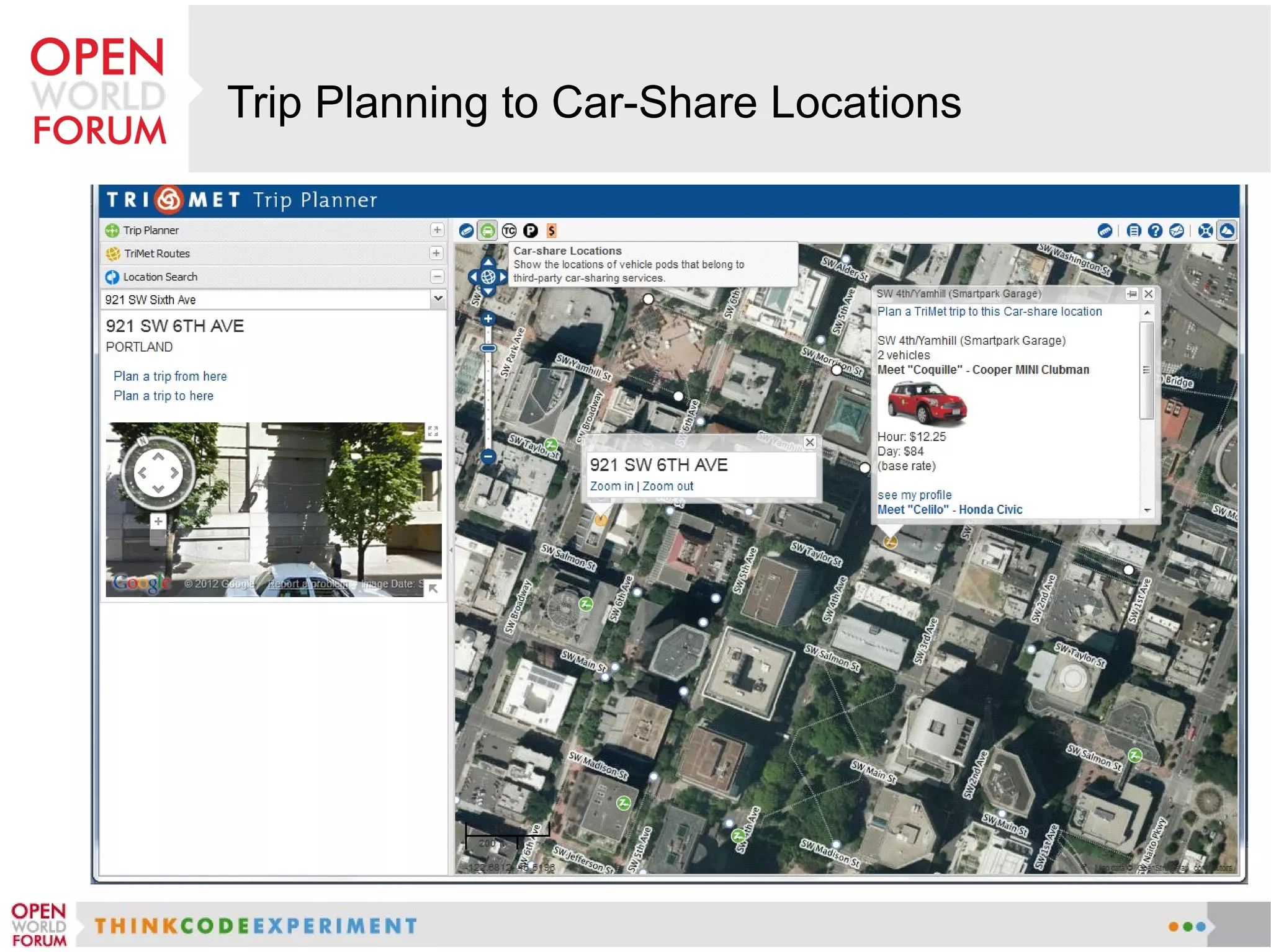 Trip Planning to Car-Share Locations
 