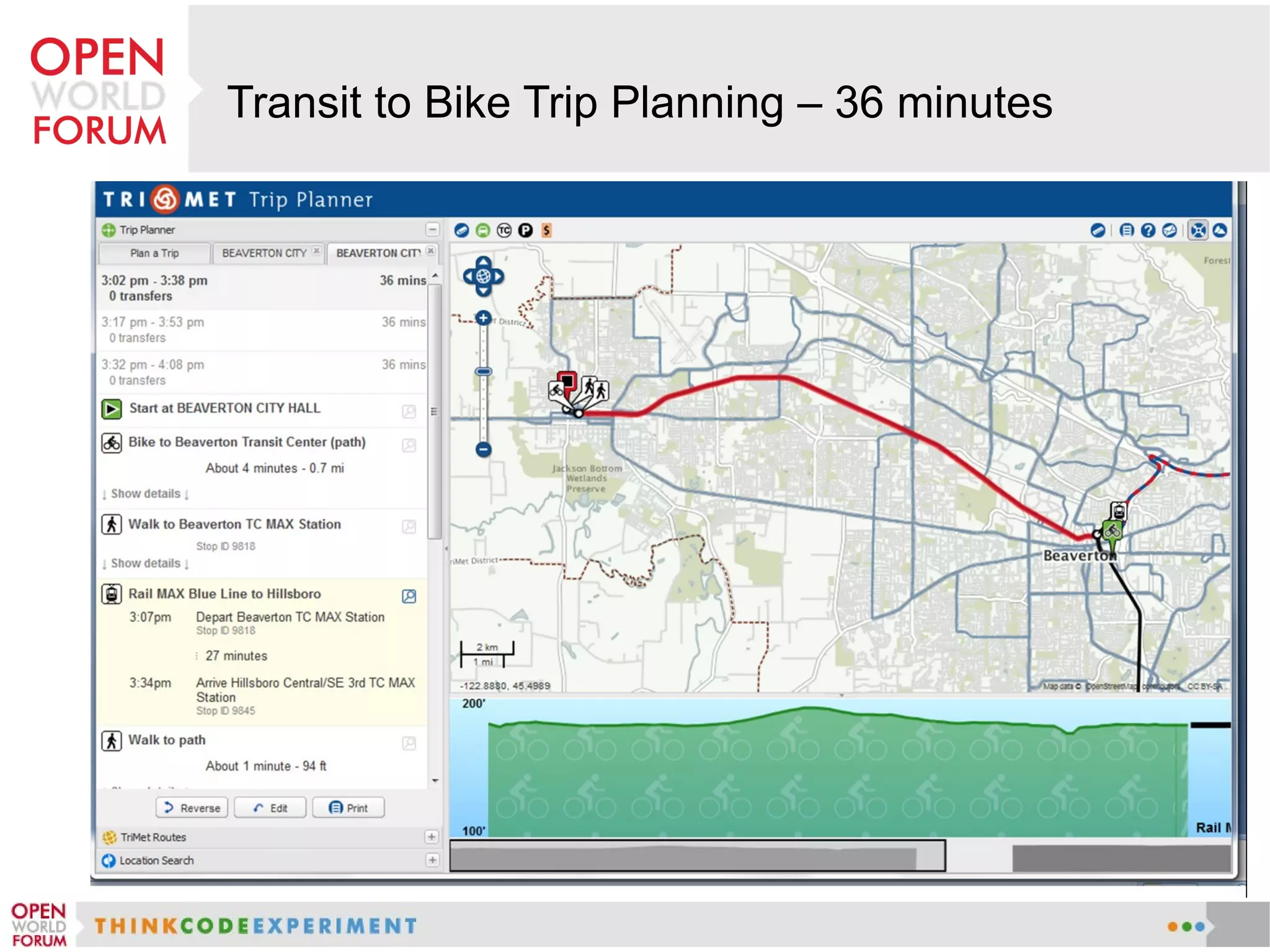 Transit to Bike Trip Planning – 36 minutes
 