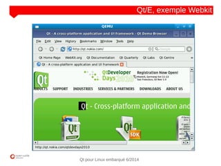 NOM
CLIENT
Qt pour Linux embarqué 6/2014
Qt/E, exemple Webkit
 
