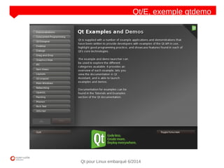 NOM
CLIENT
Qt pour Linux embarqué 6/2014
Qt/E, exemple qtdemo
 
