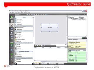 NOM
CLIENT
Qt pour Linux embarqué 6/2014
QtCreator, suite
 
