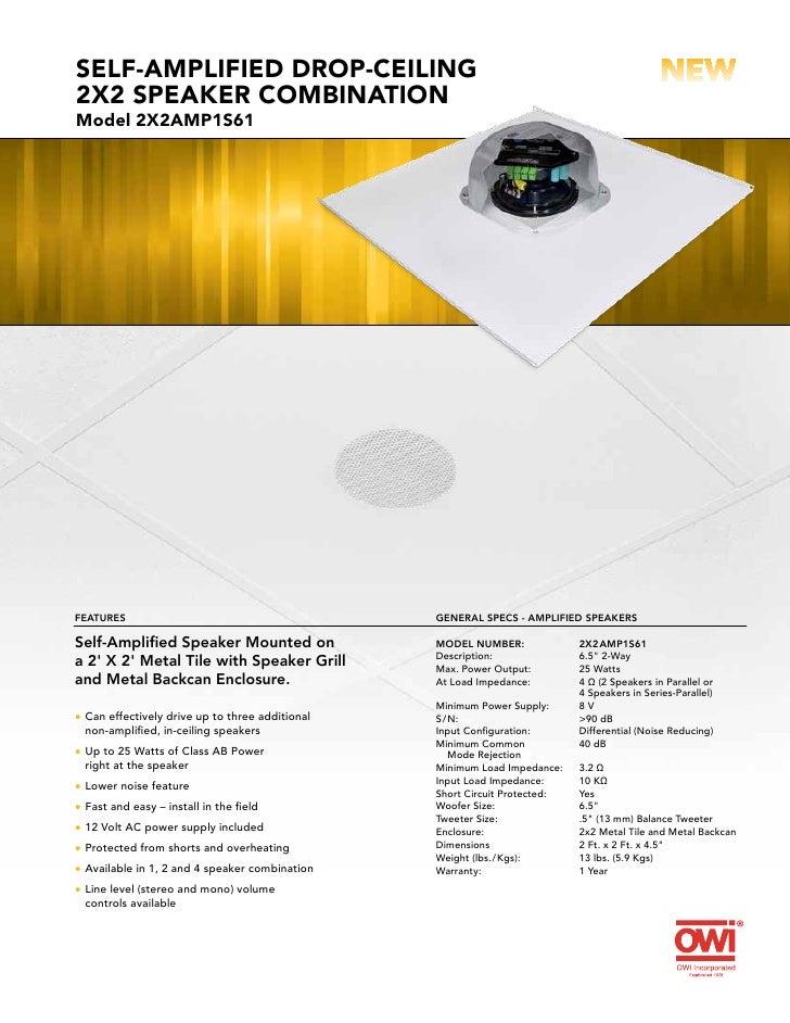 Owi Catalog 2 X2 Amplified Drop Ceiling Speakers