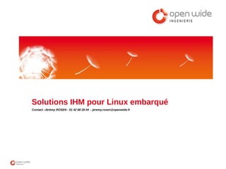 Solutions IHM pour Linux embarqué
Contact :Jérémy ROSEN - 01 42 68 28 04 - jeremy.rosen@openwide.fr
 