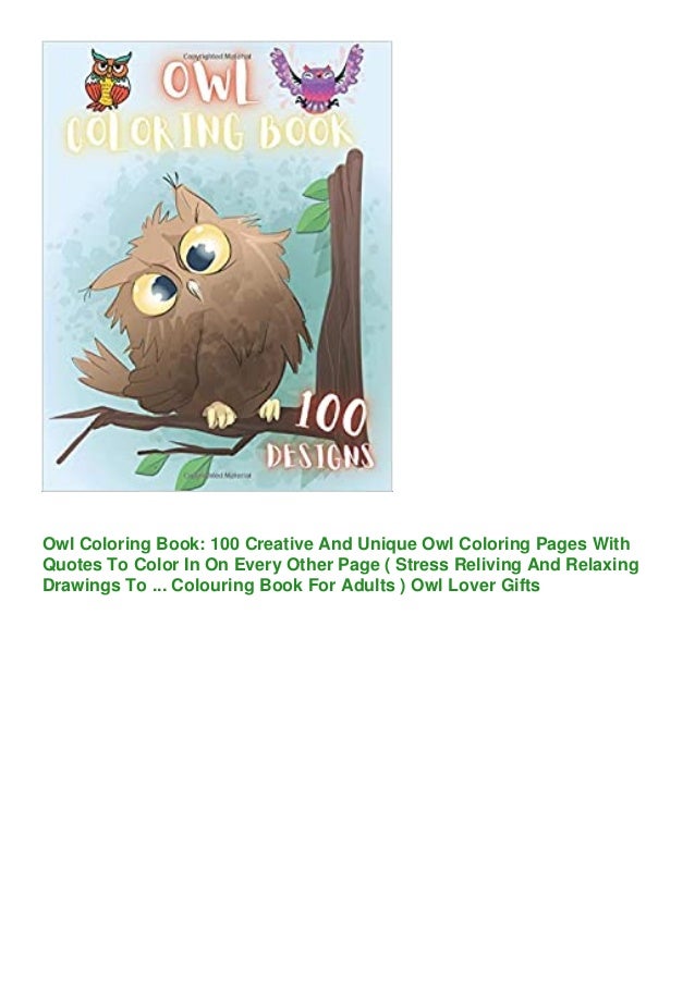 Pdf Owl Coloring Book 100 Creative And Unique Owl Coloring Pages W