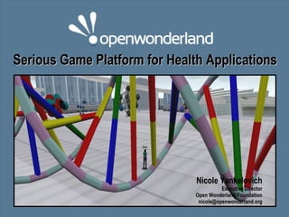 Serious Game Platform for Health Applications Nicole Yankelovich Executive Director Open Wonderland Foundation [email_address] 