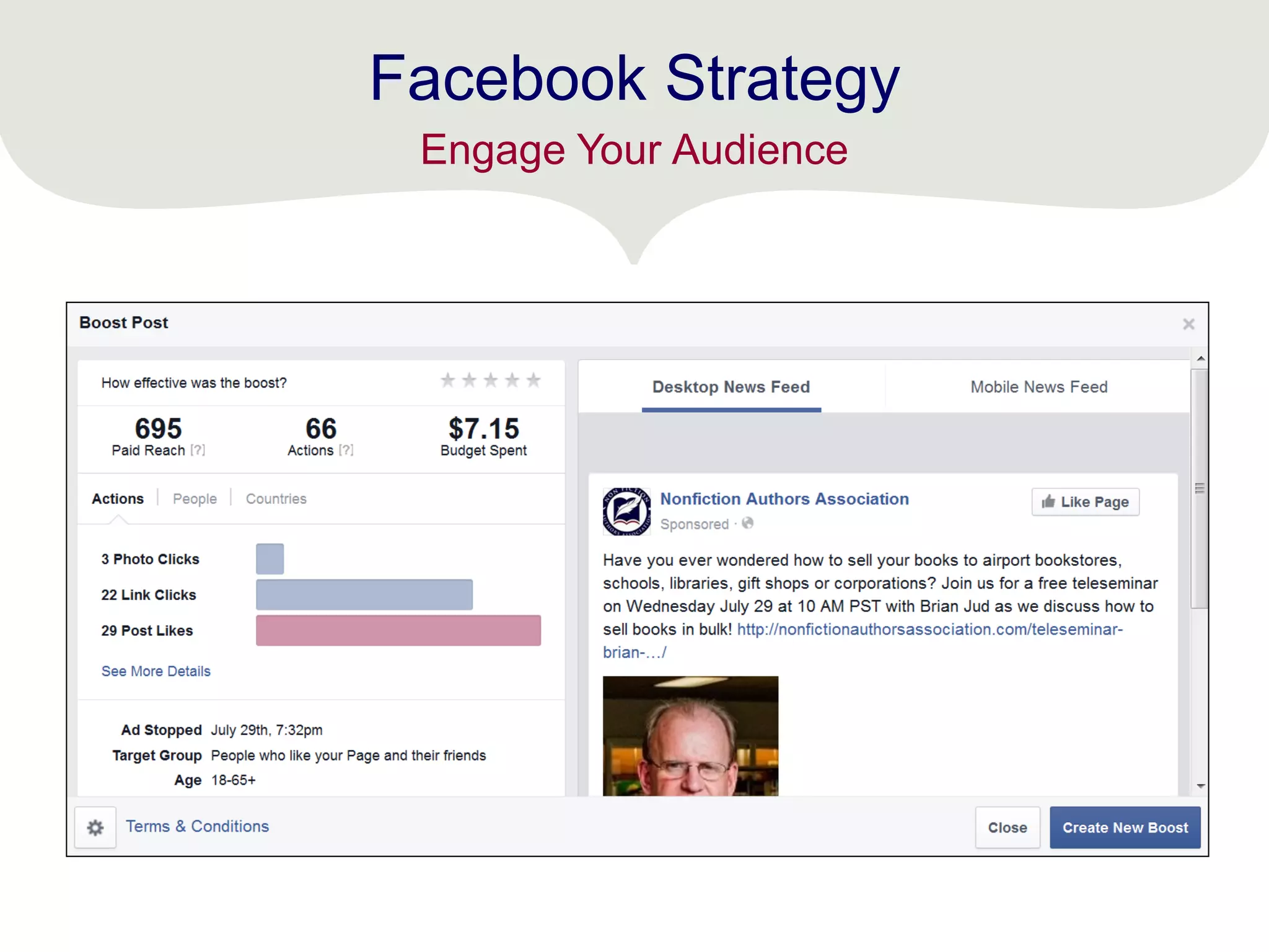 Facebook Strategy
Engage Your Audience
 