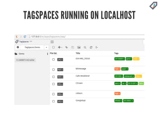 TAGSPACES RUNNING ON LOCALHOST 
 