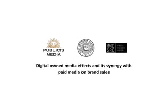 Digital owned media effects and its synergy with
paid media on brand sales
 
