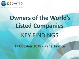 Owners of the World’s
Listed Companies
KEY FINDINGS
17 October 2019 - Paris, France
 