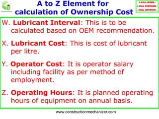 OWNERSHIP COST OF CONSTRUCTION PLANT & EQUIPMENT | PPT