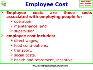 OWNERSHIP COST OF CONSTRUCTION PLANT & EQUIPMENT | PPT
