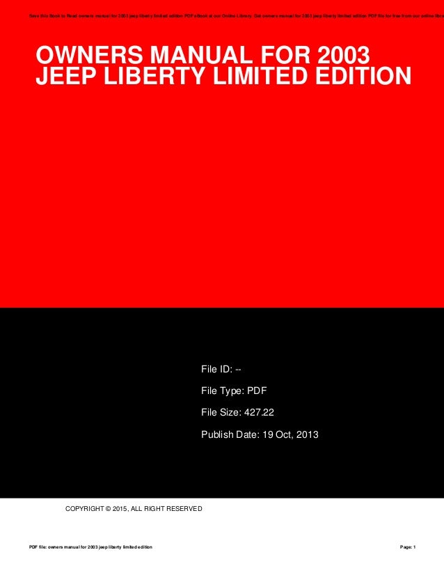 Owners manual for 2003 jeep liberty limited edition
