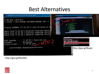 Best Alternatives




                                          http://goo.gl/8LpoL



http://goo.gl/bkUWG




                                                           14
 