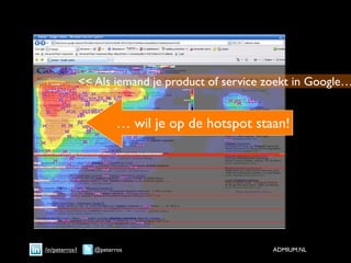 << Als iemand je product of service zoekt in Google…


                          … wil je op de hotspot staan!




/in/peterros1      @peterros                        ADMIUM.NL
 