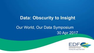 Data: Obscurity to Insight
Our World, Our Data Symposium
30 Apr 2017
 