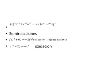 •
• Semireacciones
•
•              oxidacion
 