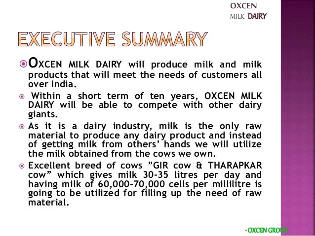 dairy products business plan india
