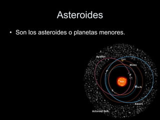 Asteroides Son los asteroides o planetas menores. 