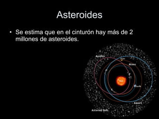 Asteroides Se estima que en el cinturón hay más de 2 millones de asteroides. 