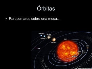 Órbitas Parecen aros sobre una mesa…  