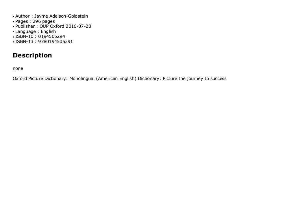oxford picture dictionary monolingual english pdf
