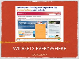 SocialLearn: accessing my Gadgets from the
 browser toolbar on any website




                                              31




WIDGETS EVERYWHERE
                SOCIALLEARN
 
