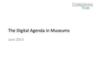 The Digital Agenda in Museums
June 2013
 