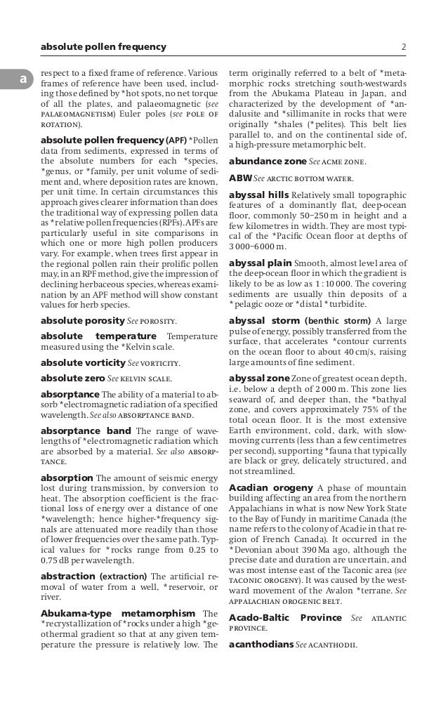 Oxford dictionary earth science